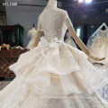 Jancember HTL1598 Turkey High Neck Beading Crystal Gown Wedding Dress